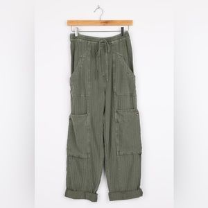free people feeling good utility pants | faded olive | size extra small